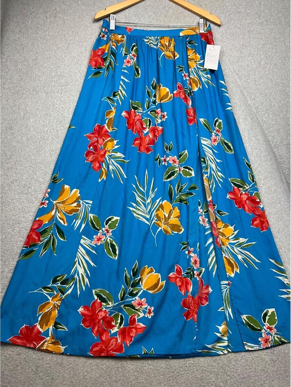 Patrons Of Peace Maxi Skirt Women's L High Slit Hobo Cottagecore Prairie Boho *